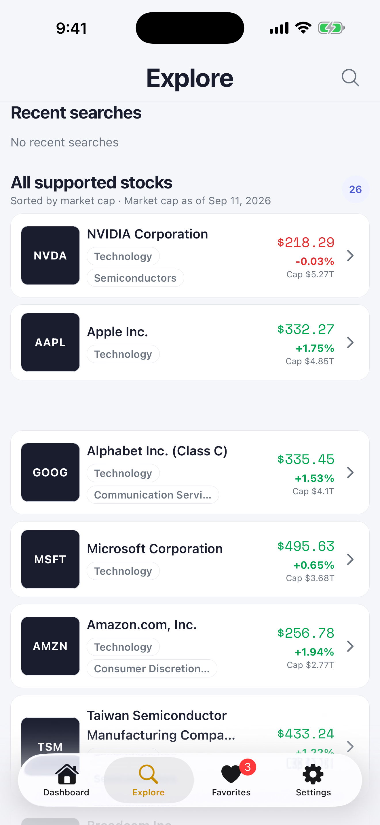 Options Explorer stock exploration screen